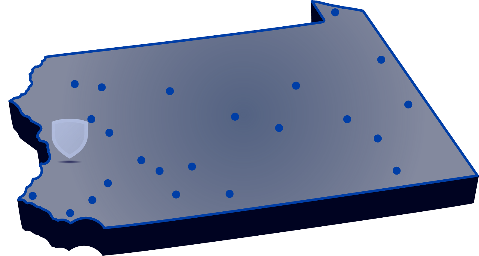 Locations of Penn State's campuses throughout 宾西法尼亚 with 十大网赌靠谱网址平台 highlighted